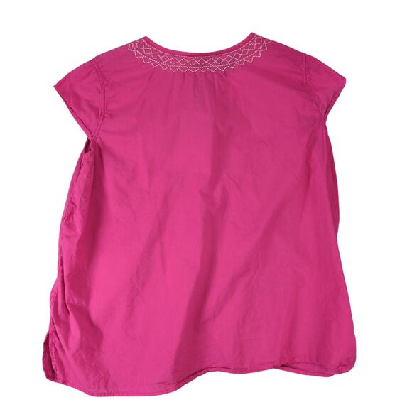 Izod Pink Embroidered Peasant Blouse Women's Plus Size 2X Tassel Tie Cap Sleeve - Picture 2 of 10